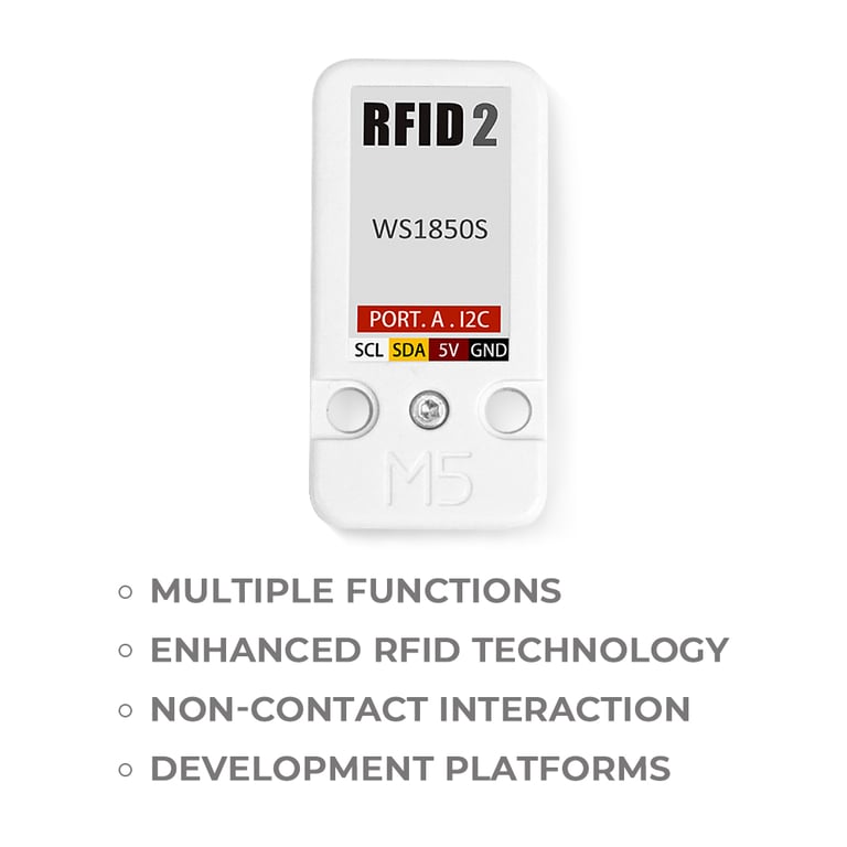 M5Stack Official Mini RFID 2 Reader/Writer Unit (WS1850S) - Compact, Portable, Plug and Play, High Compatibility, Fast Reading and Writing Speeds, Durable Construction - Lightweight RFID Tag/Card Scanner for Quick Setup and Efficient Data Processing