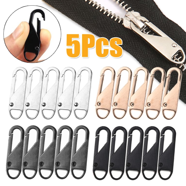 5Pcs Durable Metal Alloy Zipper Sliders Set for Luggage Bags and Clothing Repair - Easy DIY Installation, Universal Compatibility, Convenient Zipper Puller - Essential Sewing Kit Addition for DIY Enthusiasts and Beginners in Sewing and Crafting
