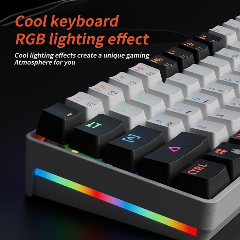 MUCAI MK61 USB Gaming Mechanical Keyboard with Red Switches, RGB Backlit, Hot Swappable 61 Keys, Wired Detachable Cable - High Performance and Reliability for Serious Gamers, Customizable Lighting Effects, Durable Construction for Intense Gaming Sessions