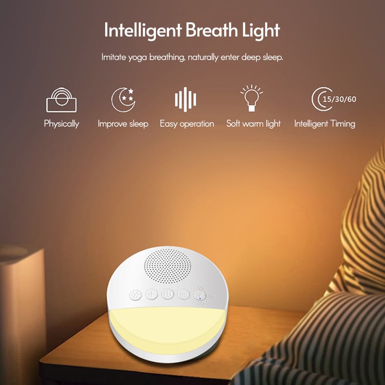 USB Rechargeable Baby White Noise Machine with Timed Shutdown and Night Light - Customizable Sleep Sound Player for Infants and Toddlers - Includes White Noise, Lullabies, and Nature Sounds - Adjustable Volume and Timer Feature for Peaceful Sleep - Travel-Friendly Soothing Sound Machine