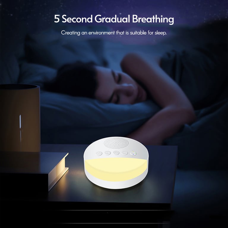 USB Rechargeable Baby White Noise Machine with Timed Shutdown and Night Light - Customizable Sleep Sound Player for Infants and Toddlers - Includes White Noise, Lullabies, and Nature Sounds - Adjustable Volume and Timer Feature for Peaceful Sleep - Travel-Friendly Soothing Sound Machine