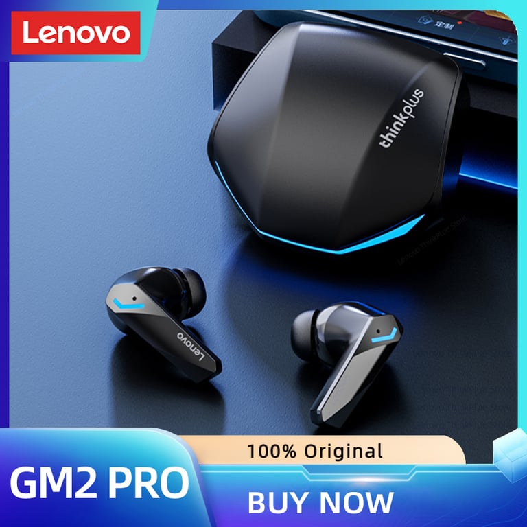 Lenovo GM2 Pro 5.3 Earphone Bluetooth Wireless Earbuds with HD Call & Low Latency for Gaming & Music - Dual Mode Headset with Built-in Mic & Comfortable Design