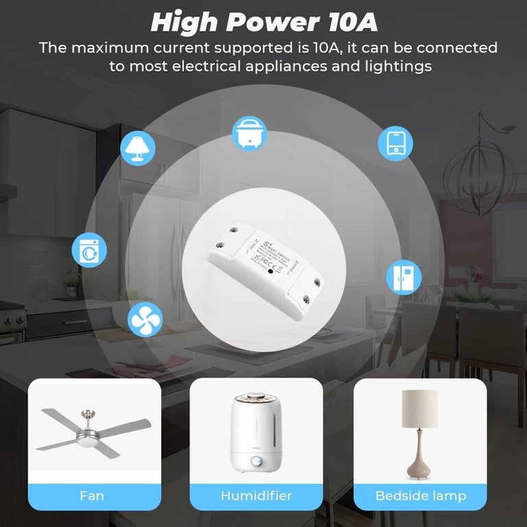 Alexa and Google Home Compatible Wifi DIY Interruptor Smart Switch with Wireless Remote Control for Easy DIY Installation, Reliable Performance, and Enhanced Home Control
