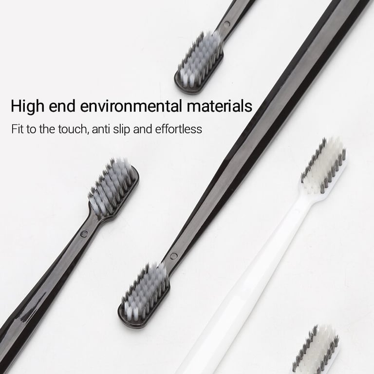 Eco-Friendly Bamboo Charcoal Toothbrushes - Family Set of 10 Soft Bristle Brushes for Adults and Kids - Antibacterial Black and White Design - Sustainable Oral Care Kit for Clean and Hygienic Teeth - Reduce Plastic Waste with Natural Bamboo Material