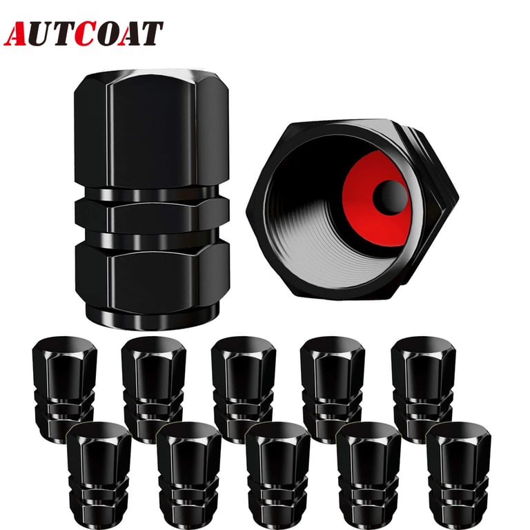 AUTCOAT Heavy-Duty Stem Covers Set of 12 - Hexagon Design, Dust Proof with O Rubber Seal - Universal Fit for Cars, Trucks, Motorcycles - Tire Valve Caps for Protection and Style, Prevents Damage and Maintains Tire Pressure