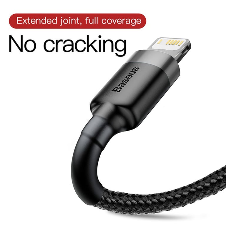 Baseus High-Speed Charging USB Cable for iPhone 14/13/12/11 Pro Max/Xs/X/8 Plus - Durable Braided Nylon, Universal Compatibility, Secure Data Transfer, 2.4A Output - Convenient Length for Home, Car, and On-The-Go Charging