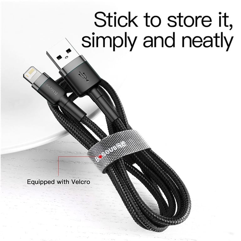 Baseus High-Speed Charging USB Cable for iPhone 14/13/12/11 Pro Max/Xs/X/8 Plus - Durable Braided Nylon, Universal Compatibility, Secure Data Transfer, 2.4A Output - Convenient Length for Home, Car, and On-The-Go Charging