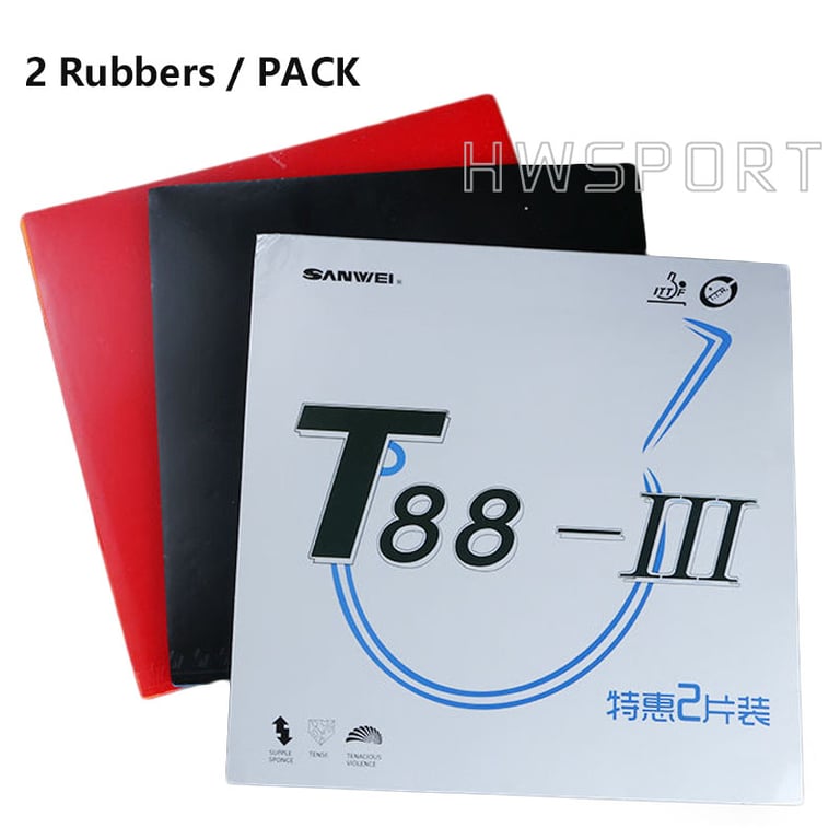 Sanwei T88-3 Table Tennis Rubbers Double Kit for Quick Attack and Fine Control - High-Quality Semi-Sticky Elastic Rubber Set for Professional Grade Play - 2 Rubbers for Consistent Performance and Precision Shots - Ideal for Offensive Players seeking Speed, Power, and Accuracy