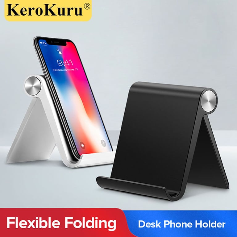 Adjustable Angle Phone Holder Stand - Sturdy Universal Smartphone Support Tablet Stand with Portable Anti-Slip Design for iPhone & Android - Durable Lightweight Mobile Holder Mount for Travel, Work, Home Use