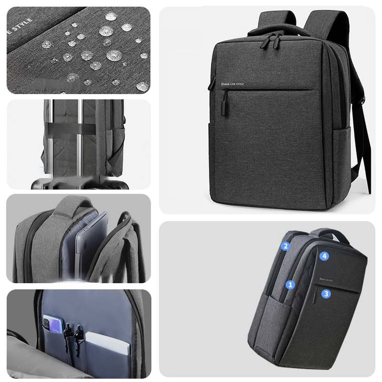 17.3-Inch Waterproof Laptop Backpack with Padded Shoulder Straps and Multiple Compartments - Durable, Spacious, and Versatile Men's Travel Backpack for Work, School, and Commuting - Secure Zipper Closure and Stylish Design with Key Fob and Mesh Pockets