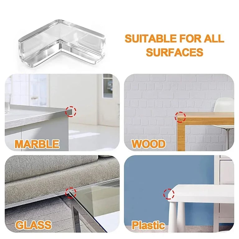 Transparent Silicone Corner Edge Protection Guards for Furniture - Child Safety Cushion Guards with Anti-Collision Design - Flexible Baby Proofing Protectors for Sharp Corners - Easy Installation Adhesive Guards in 4 or 10 Pack Options