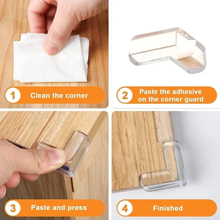 Transparent Silicone Corner Edge Protection Guards for Furniture - Child Safety Cushion Guards with Anti-Collision Design - Flexible Baby Proofing Protectors for Sharp Corners - Easy Installation Adhesive Guards in 4 or 10 Pack Options