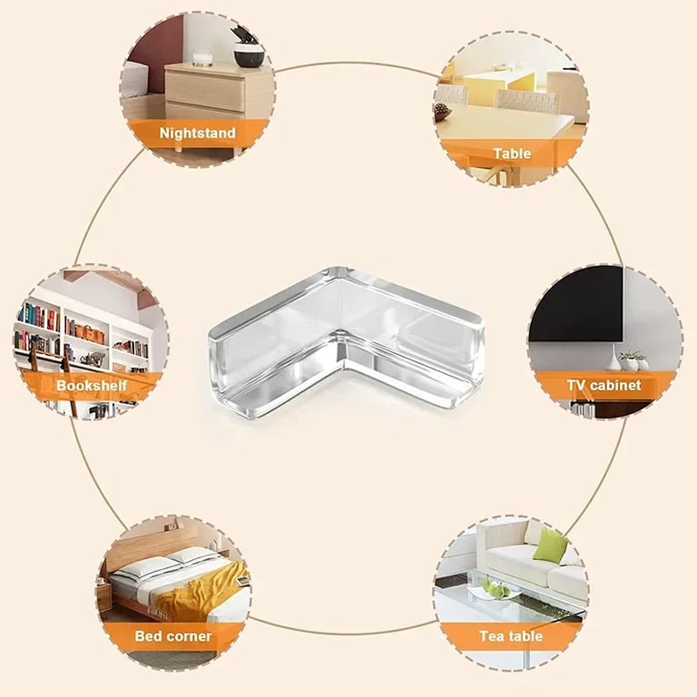 Transparent Silicone Corner Edge Protection Guards for Furniture - Child Safety Cushion Guards with Anti-Collision Design - Flexible Baby Proofing Protectors for Sharp Corners - Easy Installation Adhesive Guards in 4 or 10 Pack Options