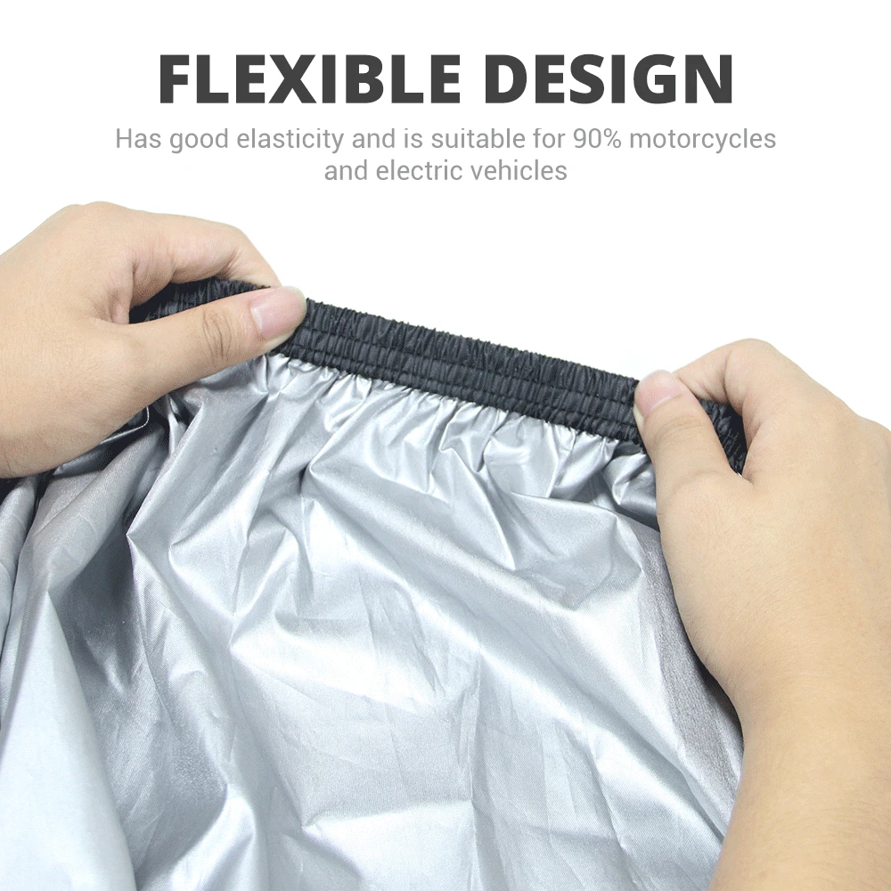 Waterproof All Season Motorcycle Cover with UV Protection - 190T Polyester Taffeta Fabric - Dust, Dirt, and Sun Rays Protection - Multiple Color Options - Double-Stitched Seams, Elastic Hems, Adjustable Buckles - Durable and Secure Motorbike Cover