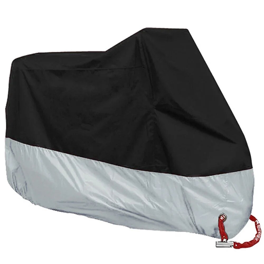 Waterproof All Season Motorcycle Cover with UV Protection - 190T Polyester Taffeta Fabric - Dust, Dirt, and Sun Rays Protection - Multiple Color Options - Double-Stitched Seams, Elastic Hems, Adjustable Buckles - Durable and Secure Motorbike Cover