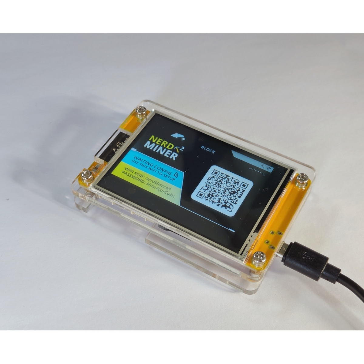 NerdMiner V2 High Hashrate Bitcoin Miner ESP32-2432S028R 49 k/S Smart Display Solo Mining Lottery Feature Compact Design