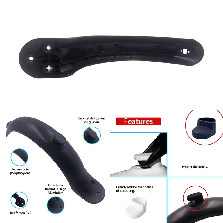 Xiaomi M365/Pro/Mijia Mi 1S Electric Scooter Rear Fender with Integrated Taillight - Enhanced Protection Against Mud, Water, and Debris - Durable Ducktail Design - Easy Installation - Stylish and Functional Accessory for Night-time Rides