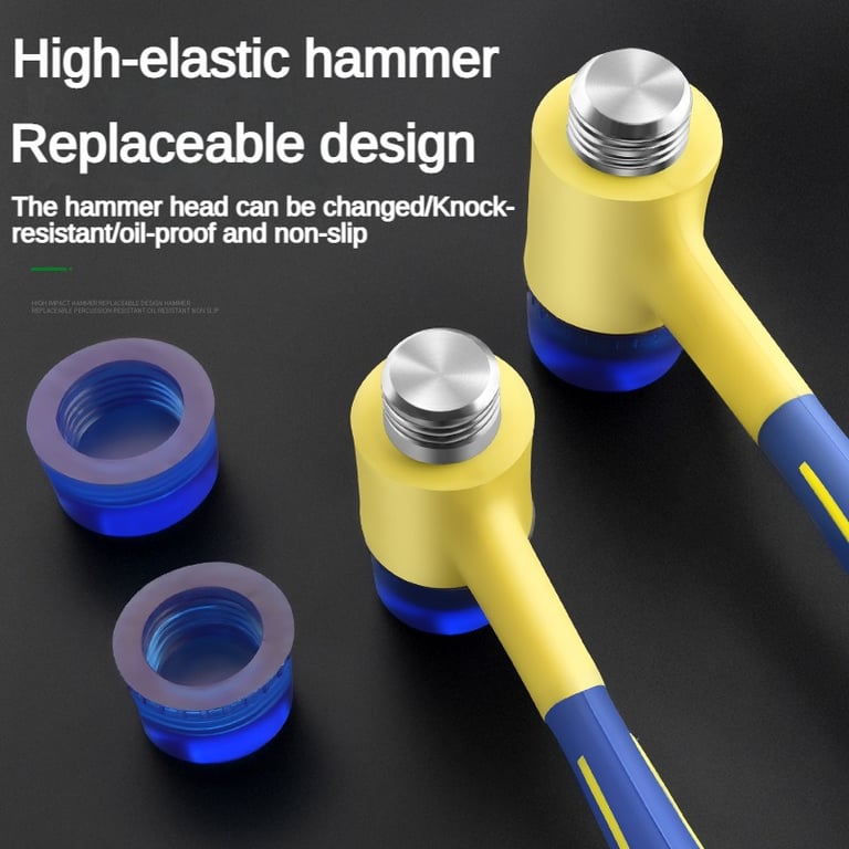 Versatile Double Headed Rubber Installation Hammer with Detachable Insulated Design and Comfortable Grip - Ideal for Carpentry, Construction, and DIY Projects, 25mm to 45mm Heads for Precise Installations and Damage Prevention