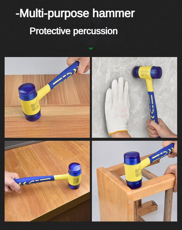 Versatile Double Headed Rubber Installation Hammer with Detachable Insulated Design and Comfortable Grip - Ideal for Carpentry, Construction, and DIY Projects, 25mm to 45mm Heads for Precise Installations and Damage Prevention