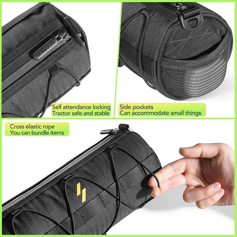 NEWBOLER Handlebar Bag - Durable Outdoor Cycling Storage with Spacious Design, Easy Installation, and Versatile Functionality - Reflective Elements for Safety in Low-Light Conditions