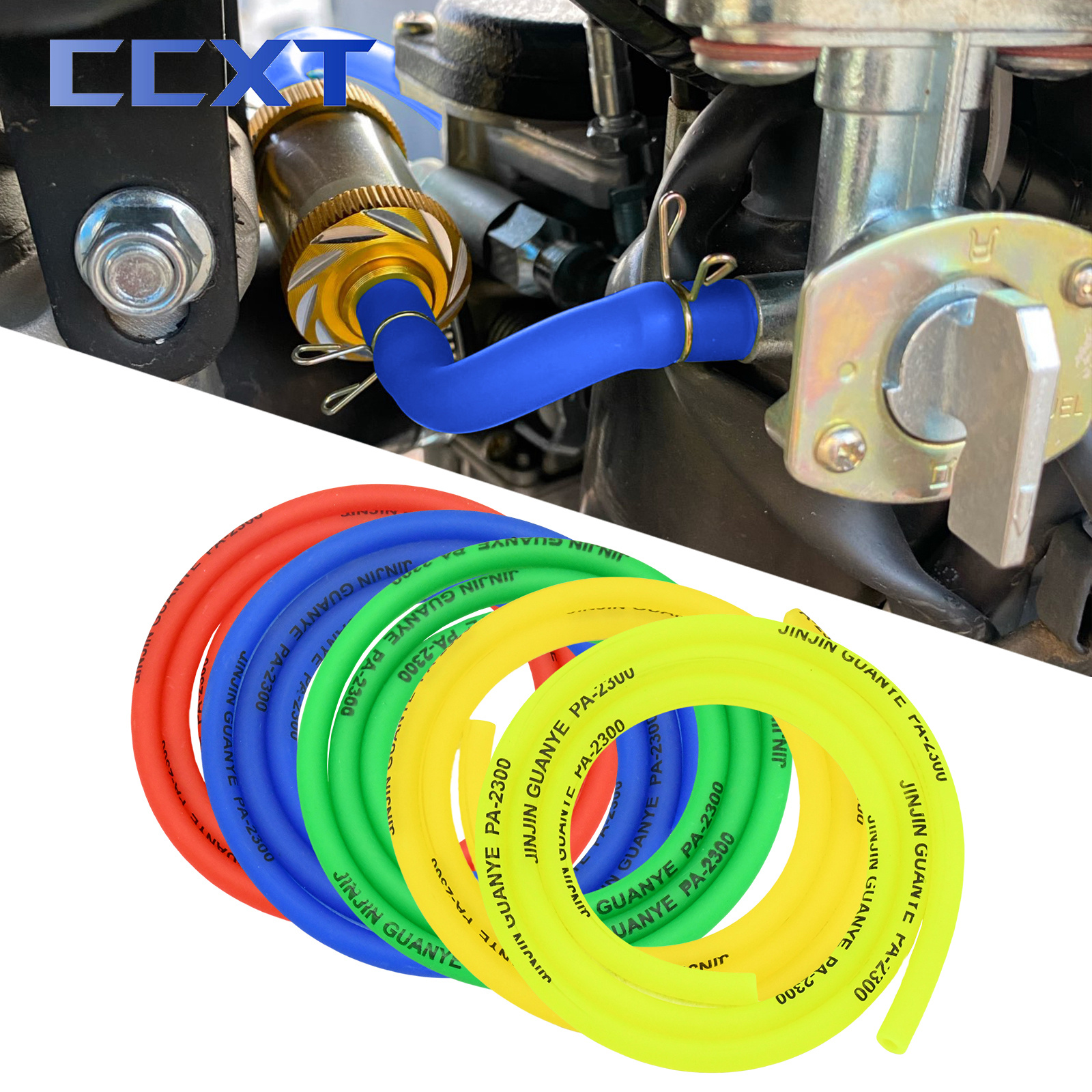 High-Quality Durable Motorcycle ATV Scooter Petrol Fuel Line Hose with Flexible Rubber Construction, Optimal Length Options, 5 Color Variations, and Universal Compatibility for KTM, Yamaha, Kawasaki, Suzuki, Honda - Secure Fuel Flow and Leak-Proof Connection for Optimal Performance and Efficiency