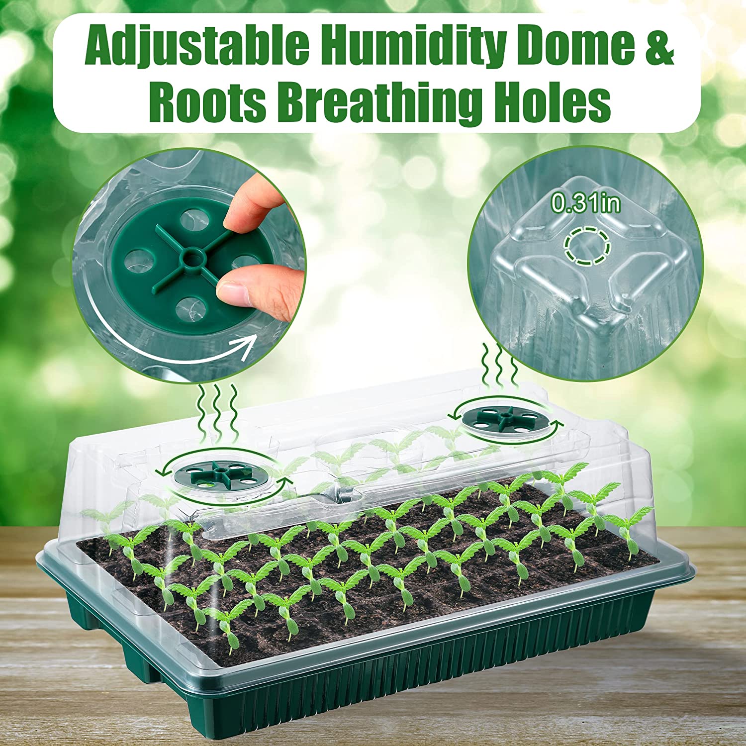 High-Quality Seed Starter Trays with High Dome Germination Kit, 4 LED Grow Lights, and Smart Timer Functionality - Ideal for Home Gardening with 3 Modes for Efficient Growth and Strong Root Development