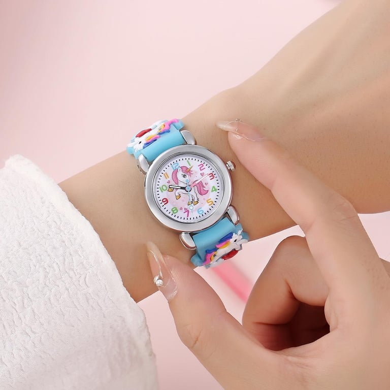 Colorful Cartoon Unicorn Design Quartz Movement Watch with Electronic Functionality and Adjustable Strap - Fun and Vibrant Timepiece for Students and Children