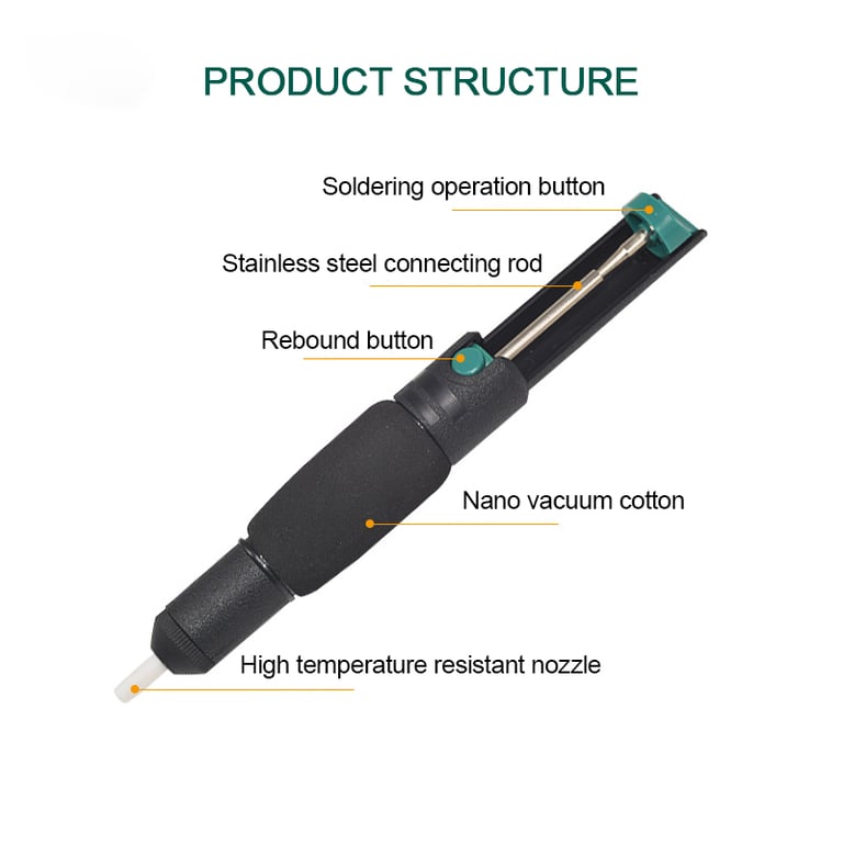 High-Quality Plastic Desoldering Pump with Powerful Suction for Electronics Repair and DIY Projects - Ergonomic Design for Precise Solder Removal and Rework - Durable and Versatile Soldering Sucker Pen for Circuit Board Soldering and Clean Joints