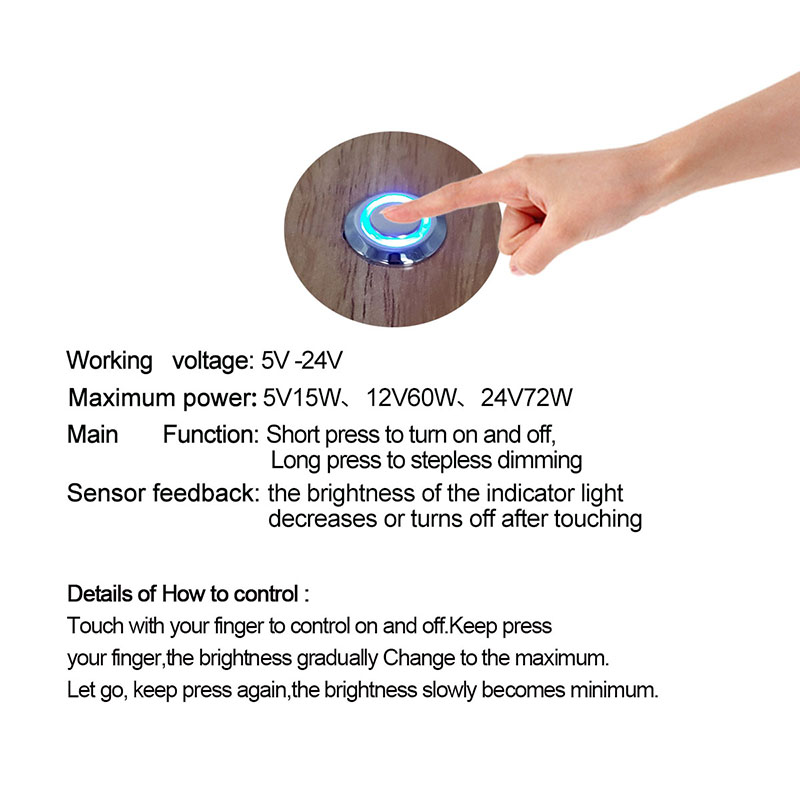 Touch-Sensitive LED Dimmer Switches 12V - Stepless Dimming Control for LED Strip Lights - Wide Voltage Compatibility - Easy Installation - Durable and Reliable - Pack of 1/2pcs