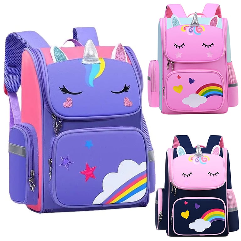 Adorable Unicorn Design Kid Backpack with Rainbow Eyes, Spacious and Functional for School and Travel, Comfortable and Adjustable Shoulder Straps, Durable Construction, Versatile and Stylish Bag for Young Girls who Love Magical Creatures