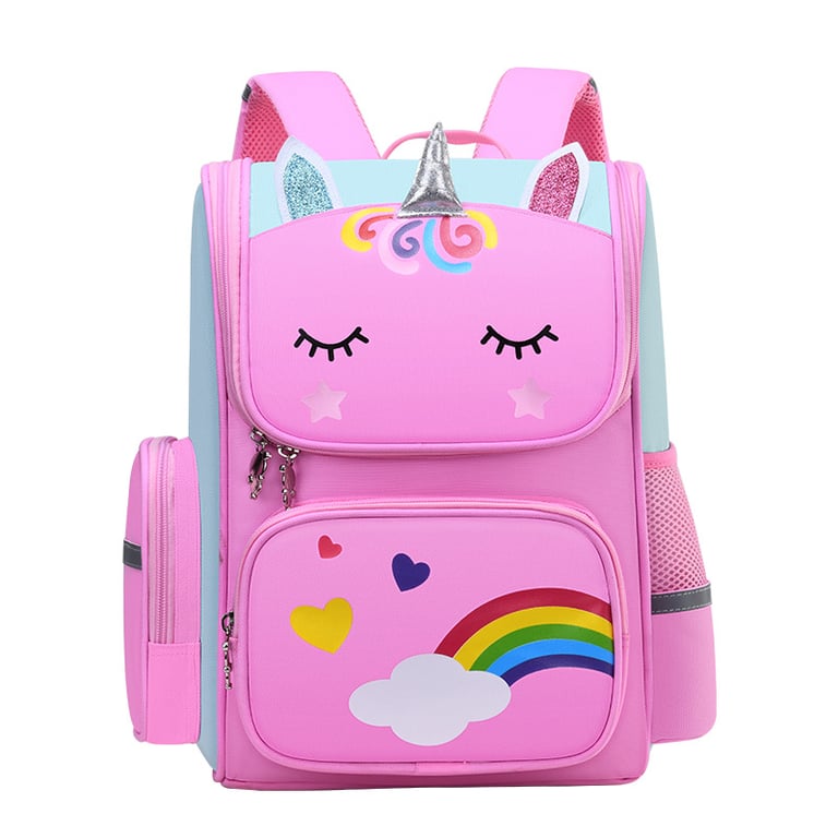 Adorable Unicorn Design Kid Backpack with Rainbow Eyes, Spacious and Functional for School and Travel, Comfortable and Adjustable Shoulder Straps, Durable Construction, Versatile and Stylish Bag for Young Girls who Love Magical Creatures