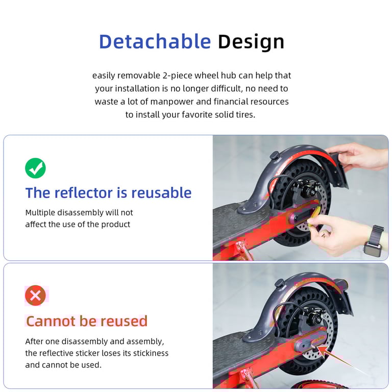 Xiaomi Mi 1S Pro 2 M365 Scooter Wheel Cover Hub Cap Protective Shells with Reflective Safety Stickers - Easy Installation, Durable Construction, Custom Fit for Enhanced Protection and Visibility during Nighttime Rides