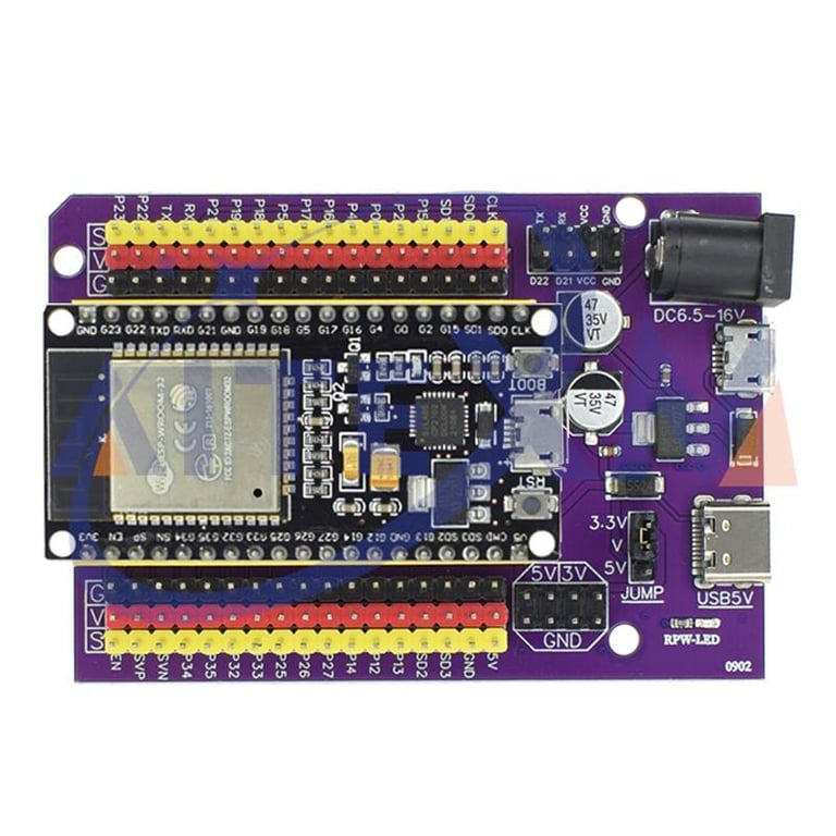 ESP32 Development Board with Dual Core Processor, WiFi & Bluetooth, TYPE-C and Micro USB Ports, Expandable 38PIN Interface, Compatible with ESP-WROOM-32 Module, Compact and Durable Design for IoT Applications and Prototyping