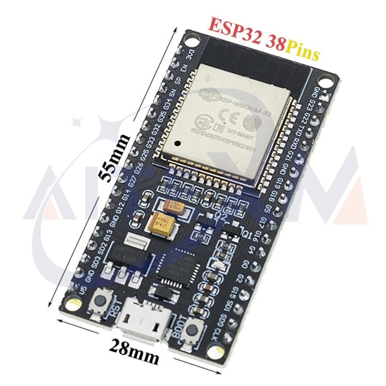 ESP32 Development Board with Dual Core Processor, WiFi & Bluetooth, TYPE-C and Micro USB Ports, Expandable 38PIN Interface, Compatible with ESP-WROOM-32 Module, Compact and Durable Design for IoT Applications and Prototyping