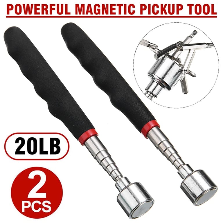Telescopic Magnetic Pick-Up Tool with LED Light - 31.5 Inches Extendable Rod, 1.5lb Capacity, Durable Construction, Ergonomic Handle - Ideal for Retrieving Screws, Nuts, Metal Objects in Dark and Narrow Spaces