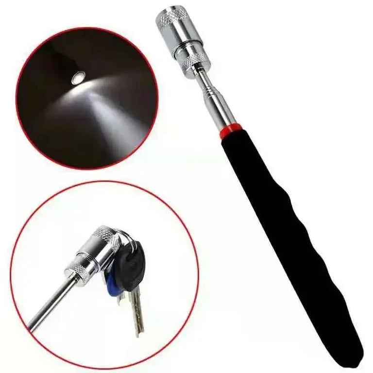 Telescopic Magnetic Pick-Up Tool with LED Light - 31.5 Inches Extendable Rod, 1.5lb Capacity, Durable Construction, Ergonomic Handle - Ideal for Retrieving Screws, Nuts, Metal Objects in Dark and Narrow Spaces