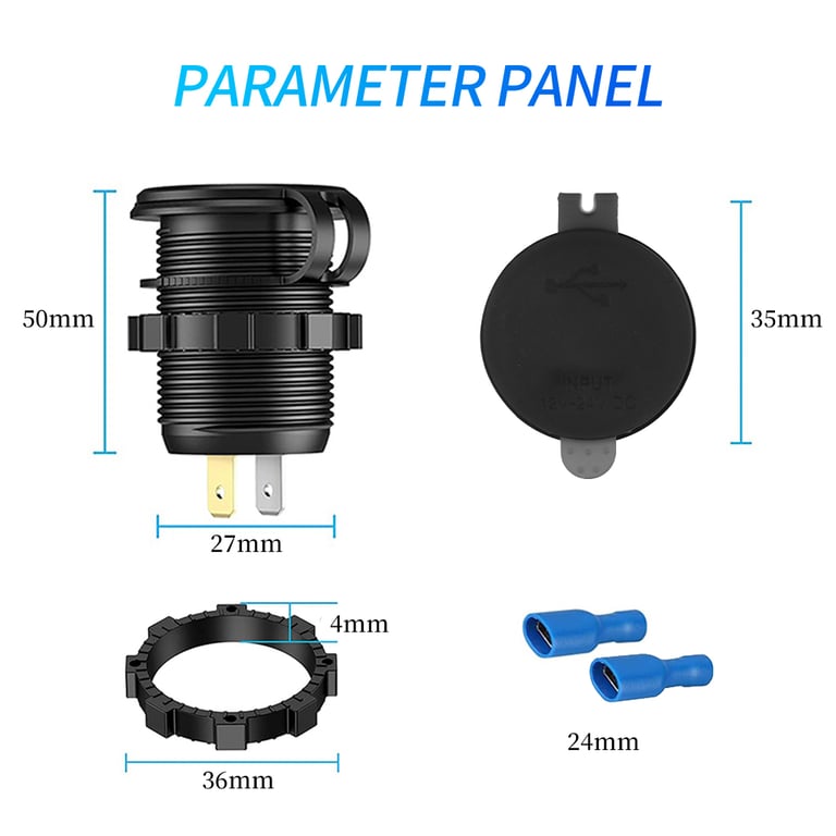 60W Car Charger Socket with Power Delivery and Quick Charge 3.0 Technology - Voltage Monitoring, Wide Application, Durable Design, and Sleek LED Display - Compatible with Smartphones, Tablets, Laptops - Overcurrent, Overvoltage, Short-Circuit Protection - Ideal for Vehicles, Motorcycles, Trucks, Boats