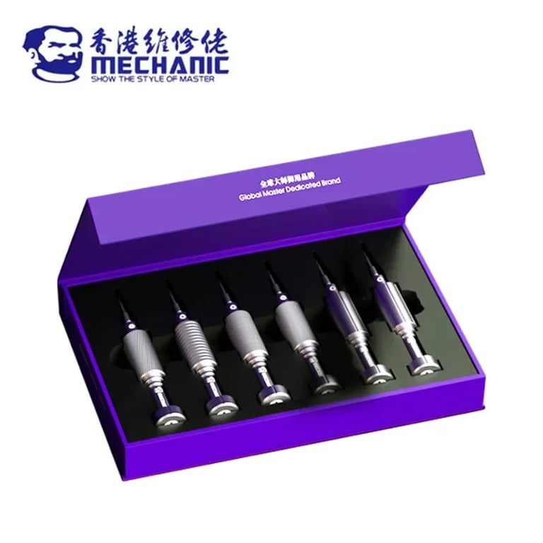 6in1 Mechanic IShell MAX High Hardness Precision Screwdriver Set for iPhone Models with Plum Blossom Cross Design and Internal Disassembly Tools - Durable High Hardness Material, Resistant to Wear and Tear, Versatile 6in1 Design, Ideal for DIY Repairs and Professionals