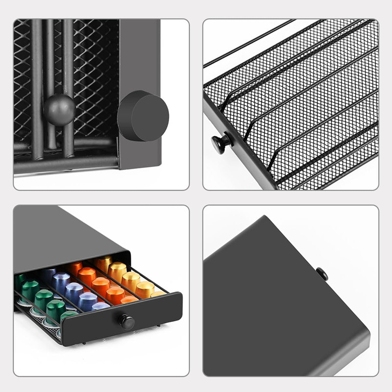 Modern Design Nespresso Pods Coffee Drawer Holder - Durable 40 Capsule Storage Rack for Organization and Display, Space-Saving Transparent Shelves, Easy to Clean, Stylish Band Design - Ideal for Home Kitchen Decor