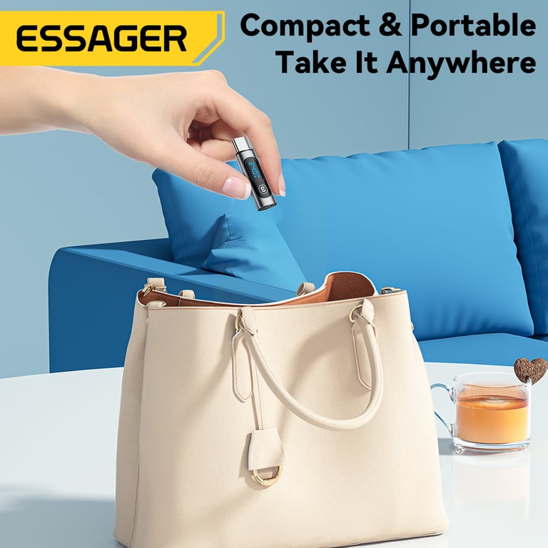 Essager 240W USB C Adapter with 100W Power Output, USB C to USB C 3.0/2.0 Connectors, OTG Functionality, Digital Display, and High-Speed Data Transfer for Macbook Pro, Air, Samsung Smartphones, Laptops, Tablets, and More