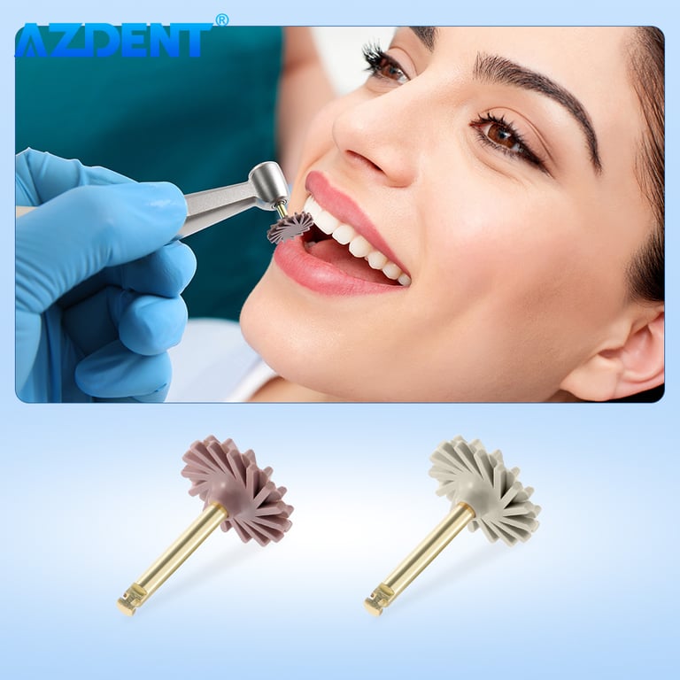 Professional Dental Composite Resin Polishing Disc Wheel Kit with Rubber Polisher Brush Burs Silicone - Diamond 2 Step Polishing for High Gloss Finish - Easy to Use and Versatile Tools for Dental Restorations and Prosthodontics - Durable Materials for Reliable Performance in Dental Settings