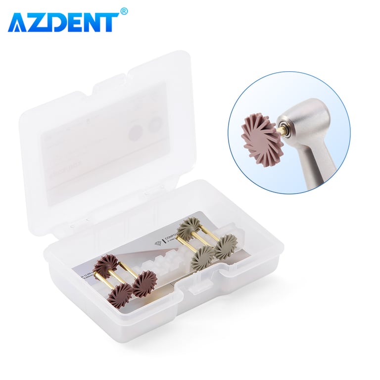 Professional Dental Composite Resin Polishing Disc Wheel Kit with Rubber Polisher Brush Burs Silicone - Diamond 2 Step Polishing for High Gloss Finish - Easy to Use and Versatile Tools for Dental Restorations and Prosthodontics - Durable Materials for Reliable Performance in Dental Settings
