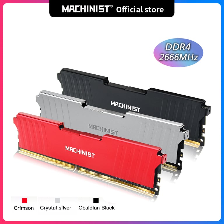 MACHINIST DDR4 RAM 8GB/16GB 2133HMz-3200mhz High Performance Memory Module with Heat Sink for Enhanced Cooling, Compatible with All Motherboards, Reliable and Durable Construction for Long-Term Stability, Easy Installation Upgrade for Desktop Systems