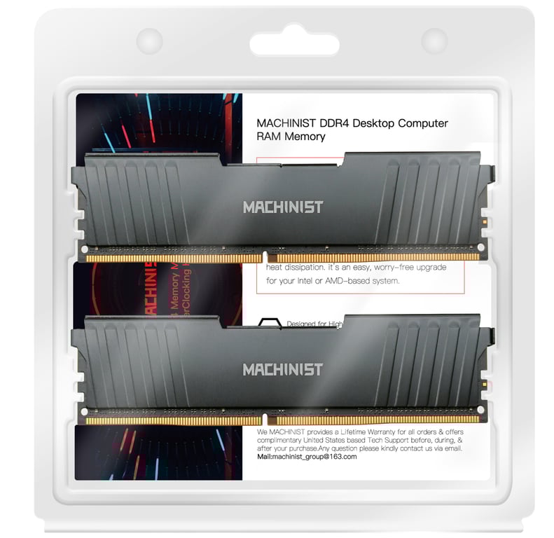 MACHINIST DDR4 RAM 8GB/16GB 2133HMz-3200mhz High Performance Memory Module with Heat Sink for Enhanced Cooling, Compatible with All Motherboards, Reliable and Durable Construction for Long-Term Stability, Easy Installation Upgrade for Desktop Systems