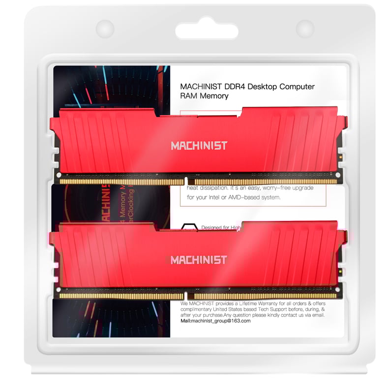 MACHINIST DDR4 RAM 8GB/16GB 2133HMz-3200mhz High Performance Memory Module with Heat Sink for Enhanced Cooling, Compatible with All Motherboards, Reliable and Durable Construction for Long-Term Stability, Easy Installation Upgrade for Desktop Systems