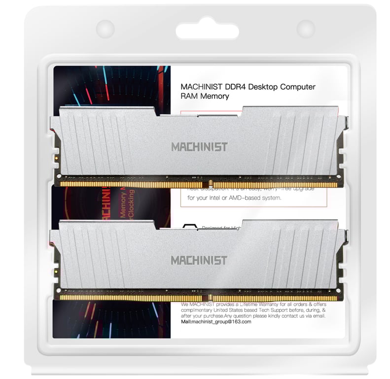 MACHINIST DDR4 RAM 8GB/16GB 2133HMz-3200mhz High Performance Memory Module with Heat Sink for Enhanced Cooling, Compatible with All Motherboards, Reliable and Durable Construction for Long-Term Stability, Easy Installation Upgrade for Desktop Systems