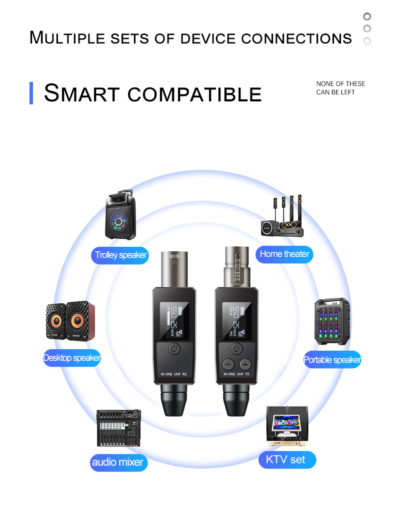 VK-38 UHF Wireless Microphone Converter XLR Transmitter and Receiver Set for Dynamic Microphones and Guitars - Reliable High-Quality Wireless Transmission, Easy Setup, Compact and Portable Design, Versatile Connectivity Options, Long Battery Life - Ideal for Live Performances and Recording Sessions
