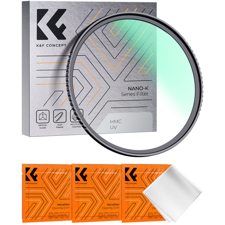 K&F Concept UV Filter Lens - Multi-Layer Coating for Enhanced Protection, Optical Clarity, and Universal Compatibility - Durable Construction, Essential Accessory for Professional Photographers - Reduce Flare, Ghosting, Reflections, Dust, Moisture, Scratches - Original Color Balance, Sharp Images - Various Sizes 49mm-82mm
