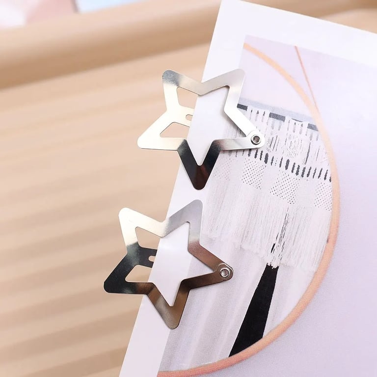 Y2K Silver Star Hair Clips Set - High-Quality Metal Hairpins for Girls, 10/25/50/100/200 Pieces, Unique Star Design, Secure Snap Clip Hold, Versatile Styling Options, Durable and Long-Lasting, Great Gift Idea for Any Occasion, Adds Sparkle and Charm to Hair Accessories Collection
