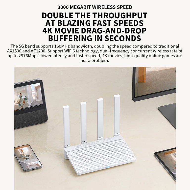 Xiaomi AX3000T Ultra-Fast 5GHz 160MHz Bandwidth Router with NFC Connection, 1.3GHz Processor - Ideal for Home, Office, and Gaming - Original Xiaomi Quality - Blazing-Fast Speeds, Smooth Streaming, Lag-Free Gaming, Stable Connections, Hassle-Free Pairing, Reliable Performance